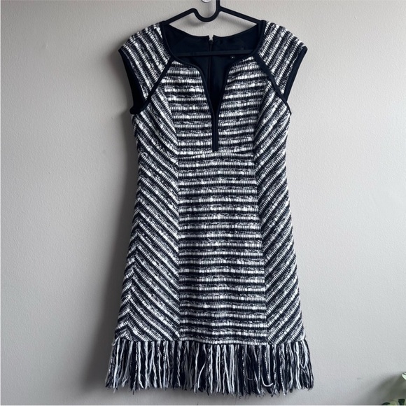 Nanette Lepore tweed black and white striped dress size 4 - Picture 1 of 1